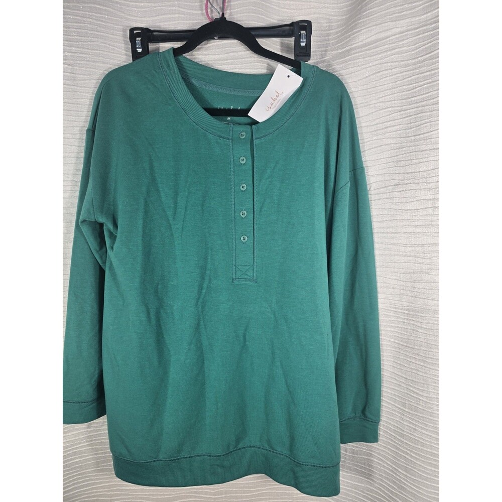 Isabel Maternity - Women's Short Sleeve Henley Green Shirt Size M NWT